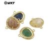 WT-C335 Rosa Brillante Francés Cristal Piedra con Purpurina Gema Colgante Pequeño Borde de Circonita Joyería Decoración Accesorios