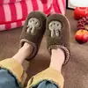 Pantuflas de Algodón con Lazo de Conejito para Mujer 2026 Otoño/Invierno Nuevas Pantuflas Cálidas Antideslizantes con Forro de Felpa para Damas