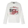 Top Casual Waffle de Manga Larga para Hombre con Estampado de Labios Rojos Lavado Retro Desgastado Capa Base Holgado