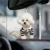 Transfronterizo nuevo cachorro lindo ropa a rayas blancas y negras decoración colgante para espejo retrovisor de coche colgante llavero festival
