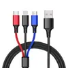 Cable de Datos Tres Colores Uno a Tres Carga Rápida 2.4A Adecuado para Teléfono Móvil Android Tipo-C Cable de Carga Personalización de Logo