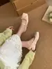 Primer Encuentro con los Zapatos Mary Jane Azules de Satén de la Temporada con Tacón Oculto y Moño, Zapatos Planos tipo Ballet para Mujer sin Cordones con una Sola Correa
