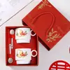 Caneca de Cerâmica Copo Duplo Conjunto de Caixa de Presente Xícara de Café Lembrança Promoção de Negócios Presente para Evento de Inauguração Copo de Água