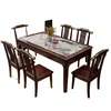 Nueva Mesa y Sillas de Comedor Estilo Chino Madera Wujin Madera Maciza Encimera de Piedra Uso Doméstico Juego Completo Apartamento Pequeño Lujo Ligero Piedra Súper Cristal Mesa Larga para Comida Occidental