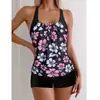 Nuevo Conjunto de Bañador de Dos Piezas Transfronterizo de Amazon para Mujer, Tankini con Estampado, Conjunto de Dos Piezas de Boxer para Vacaciones para Mujer