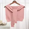 Chal de Color Sólido Estilo Coreano para Primavera y Verano para Mujer, Ropa Exterior con Protección Solar, Cuello Falso de Punto para Aire Acondicionado, Chal Pequeño para Hombros, Estilo Delgado Versátil