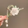 Pinza de Metal Floral Fresca de Moda Pinza de Pelo Coreana Elegante con Borla para Recogidos Pinza de Tiburón para Mujeres