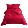 Juego de Cuatro Piezas para Boda China Sábana Roja Grande Colcha de Boda Regalo para Habitación de Boda Matrimonio Sensación de Alta Gama Ropa de Cama para Boda Funda de Edredón Sencilla
