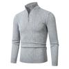 Moda Masculina Nova Outono e Inverno 2025 Tricô Tendência Meio Zíper Jovem Cor Sólida Simples Casual Suéter