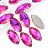 Accesorios de Diamante Irregulares Cosidos a Mano con Borde Biselado de Vidrio Marquise Hebilla Plana Galvanizada Fondo Plano Artículos Creativos para Decoración de Zapatos, Sombreros y Ropa DIY