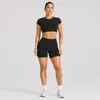Conjunto Esportivo de Manga Curta com Costas Nuas Transfronteiriço para Mulheres com Bojos Top Fitness Roupa Esportiva ao Ar Livre Roupa de Yoga
