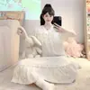 Camisola de Noite Feminina de Verão Estilo Princesa Doce com Bolinhas Manga Curta com Sutiã Embutido Tamanho Grande para Meninas Cheinhas Roupa de Casa de Algodão Nuvem