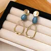 Aretes de Plata con Resina en Forma de Gota de Agua Ovalados Huecos Pendientes de Diseño de Nicho Versátiles para el Trabajo Accesorios para Orejas Venta al por Mayor