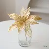 Decoraciones para Árbol de Navidad Nuevas Transfronterizas 22 cm Color Dorado Champaña Lentejuelas Flor de Navidad de Malla Hecha a Mano Guirnalda Accesorios