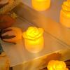 Regalo de Navidad Decoración de Flor Rosa Luz Nocturna Adorno Lámpara de Mesa Luz de Vela de Amor Lámpara Led a Batería Forma de Amor