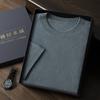 Suéter de cachemira para hombre, manga corta, cuello redondo, 100 % cachemira pura, otoño e invierno, nueva camiseta de manga corta de punto fino de 68 peinadas