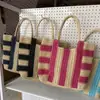 Nova Bolsa de Palha Listrada de Ombro Único, Bolsa Artesanal Tecida à Mão, Bolsa Feminina Casual, Bolsa de Praia de Corda de Papel Tecido de Papel