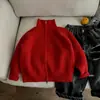 Chaqueta de Punto con Cuello Alto para Niños, Suéter Otoño e Invierno 2025 Estilo Coreano para Niños Pequeños y Medianos, Camisa Elegante con Cremallera para Niñas, Ropa Interior