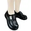 Mocasines de plataforma de moda estilo británico para mujer, nueva colección otoño 2026, con suelas gruesas, cuero suave y cierres de velcro versátiles para un uso diario cómodo.