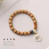 Sándalo DIY Mori Estilo Retro Pulsera de Círculo Simple Pequeño para Mujer Elegante Creativo Pulsera de Doble Círculo