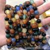 Ruisen joyería 10 mm cuentas redondas cristal rosa línea negra veta roja Piedra cuentas sueltas Venta al por mayor piedra natural cuentas redondas brillantes productos semiacabados