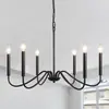 Lámpara de Araña Vintage Estilo Americano Transfronteriza de Amazon, Lámpara de Araña de Hierro con Velas Negra y Dorada de 6 y 8 Cabezas en Forma de Rama Estilo Campestre Americano