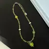 Paraíso da Maçã Verde Estilo Floresta Fresca Feito à Mão com Contas Corrente para Clavícula Verde para Meninas Divertido Colar de Maçã Verde Corrente de Pescoço da Moda