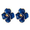 Pendientes de Botón Florales Tridimensionales Esmaltados de Gota Estilo Francés, Elegantes y Exquisitos, con un Toque de Lujo Ligero y Gama Alta