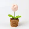 Planta en Maceta de Flor de Nomeolvides de Ganchillo de Lana Hecha a Mano Transfronteriza Adornos Creativos para Escritorio Decoración de Coche Flores Artificiales