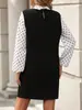 Vestido Largo de Manga Larga con Lunares y Bloques de Color Elegante Ceñido a la Cintura Adelgazante, Moda Femenina Transfronteriza Europea y Americana Otoño 2026