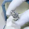 Anillo de moissanita de 2 quilates color D flor de rosa para mujer, anillo de plata chapado en oro con diamante, venta al por mayor con certificado, soporte para una generación de cabello