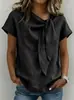 2026 Ropa de Mujer de Comercio Exterior Transfronterizo Europeo y Americano Amazon Nuevo Primavera y Verano Algodón y Lino Manga Corta Moda Casual Tops Camisetas