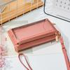 Cartera para Mujer con Patrón de Lichi, Bolsa para Teléfono con Ventana Transparente, Bolso de Hombro de Tres Capas a la Moda, Bolso Cruzado al por Mayor, Estilo Fresco y Dulce