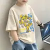 Camiseta de Manga Corta para Niños Verano 2026 Nuevo Estilo para Niños Mayores, Top Delgado de Dibujos Animados Fresco y Moderno para Niños