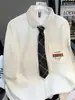 Camisa Simples de Manga Longa para Homens, Estilo Japonês, Uniforme Escolar Cool DK, Toque de Luxo, Top Masculino Moderno
