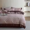 Conjunto de cuatro piezas de gasa de doble capa, 100% algodón, tipo A con botones, funda de edredón de algodón puro, juego de ropa de cama para dormitorios de estudiantes, juego de tres piezas