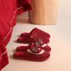 Pantuflas Rojas de Algodón para Recién Casados para Mujer, Pantuflas de Felpa para Boda de Invierno, Pantuflas de Felpa para Dote de Novios para Hombre