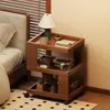 Mesa de cabeceira de madeira maciça, simples e criativa, para uso doméstico, sala de estar, prateleira lateral de sofá, armário de armazenamento móvel para cabeceira de quarto