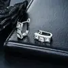Pendientes Cuadrados Geométricos de Zirconia para Hombre, Pendientes Versátiles de Lujo Ligero y Gama Alta para Mujer, Clips para Orejas Sencillos de Nicho, Accesorios de Joyería