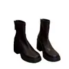 Botines de Tobillo Gruesos Cuadrados Vintage con Forro de Felpa Otoño/Invierno 2026 Botas Cortas de Algodón Elegantes Delgadas de Tacón Alto
