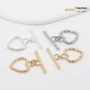 Fecho de Pulseira em Forma de Coração de Cobre Banhado a Ouro 14K com Pérolas Contas Acessórios de Joias DIY Textura Martelada Fecho Ot