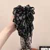 Pinza para el pelo con lazo y estampado floral estilo francés para mujer, añade volumen en la parte posterior de la cabeza, elegante y con estilo.