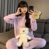 240g Pijama Derong Outono e Inverno Coreano Cor Pura Ins Simples Preguiçoso Casual Usável Quente Gola Redonda Roupa de Casa