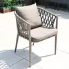 Cadeira de vime para lazer ao ar livre, pátio de villa, terraço externo, cadeira de vime para uma pessoa, varanda, cadeira de jantar em liga de alumínio, cadeira com encosto
