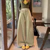 Toma real de pantalones de trabajo vintage lavados de alta resistencia para mujer, otoño/invierno 2026, pantalones de pierna curva en forma de zanahoria, lavados y descoloridos, pantalones casuales estilo old money, corte holgado