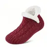 Pantuflas gruesas de invierno con forro de felpa y suelas con agarre, calcetines de interior cálidos, cómodos y antideslizantes para adultos