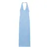 Comercio Exterior Al por Mayor Primavera Nuevo Estilo Europeo y Americano Cuello Halter Encaje Abertura Ajustado Vestido