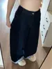 Jeans de mujer azul oscuro para otoño e invierno, forrados de polar, estilo casual, con bordado de letras de color contrastante, de cintura alta, pierna recta, con puños, pantalones de pierna ancha, modernos