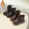 Botines cortos para niña, botas estilo Martin negras, nueva colección otoño/invierno 2026, botas de cuero suaves para niños, elegantes botas de cuero para niñas mayores