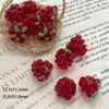 Capullos de Flor de Frambuesa Rojo Intenso, Pétalos de Vidrio Transparente como el Hielo, Cuentas de Loto, Pulseras Hechas a Mano para DIY, Accesorios para Cadena de Teléfono Móvil